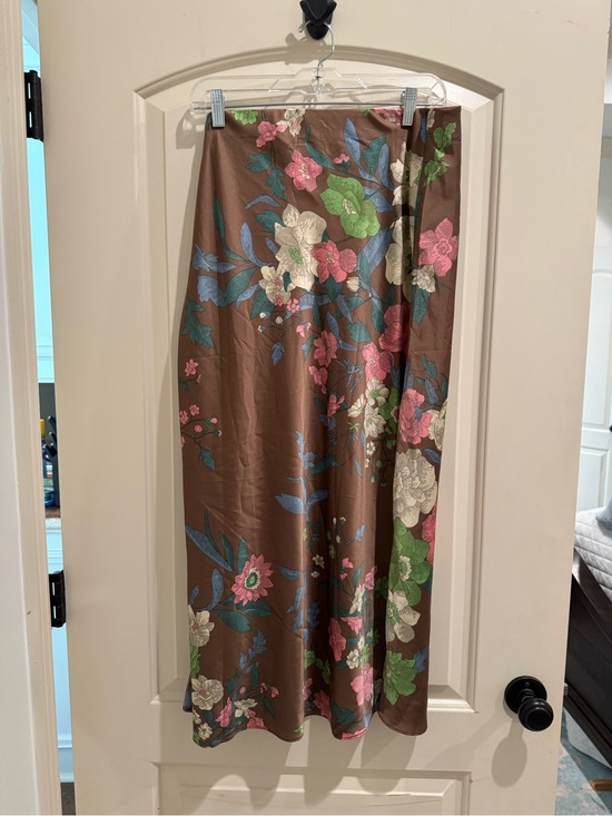 Current Air Dresses & Skirts - Current Air Floral Brown Maxi Skirt with Pink, Green & Blue Blooms